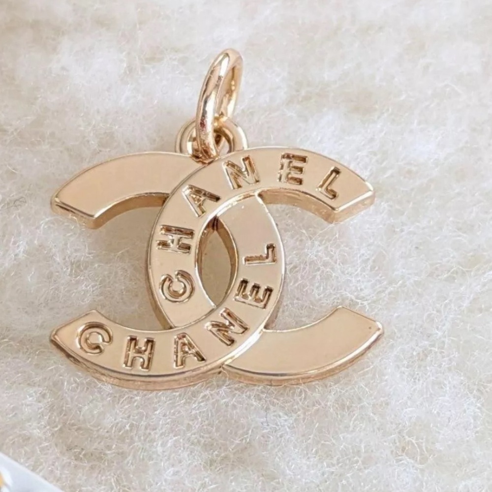 CHANEL Vintage necklace charm parts gold 18 × 14mm engraving